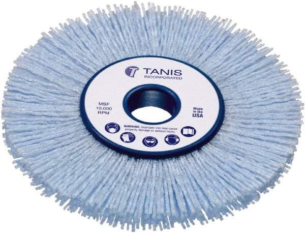 Tanis - 8" OD, 2" Arbor Hole, Crimped Nylon Wheel Brush - 1" Face Width, 1-1/4" Trim Length, 0.035" Filament Diam - Americas Industrial Supply
