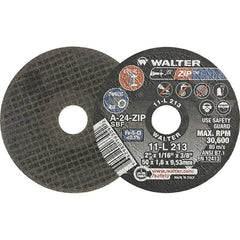 WALTER Surface Technologies - 2" 24 Grit Aluminum Oxide Cutoff Wheel - 1/16" Thick, 3/8" Arbor, 31,000 Max RPM, Use with Die Grinders - Americas Industrial Supply