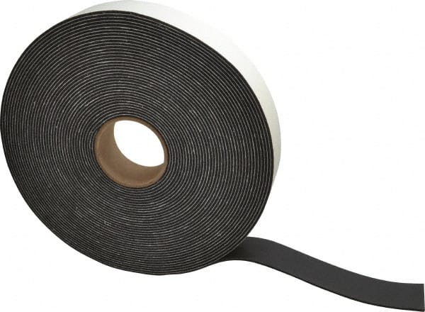 Made in USA - 75' x 2" x 1/8" Black PVC Foam Roll - Americas Industrial Supply