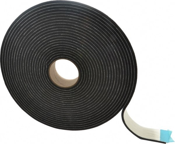 Made in USA - 45' x 2" x 1/4" Black PVC Foam Roll - Americas Industrial Supply