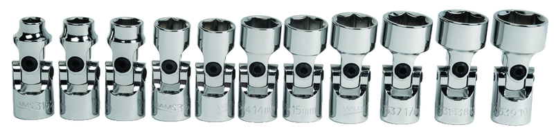11 Piece - 3/8' Drive - 6 Point - Metric Flex Socket Set - Americas Industrial Supply