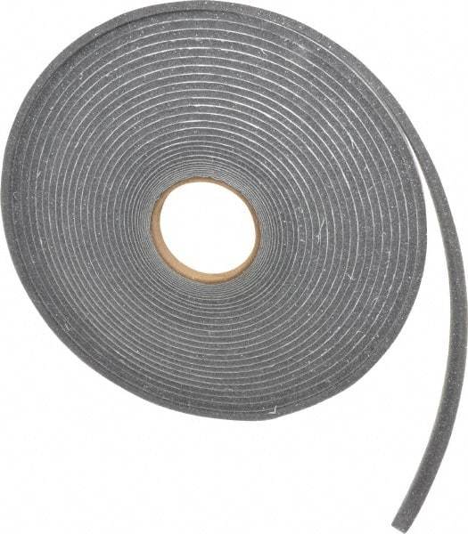 Made in USA - 1/4" Thick x 1/2" Wide x 50' Long Gray Open Cell Polyurethane Foam Rubber Roll - Stock Length, Adhesive Back, 1.8 to 2.2 Lb/Cu Ft Density, -20°F to 160°F - Americas Industrial Supply