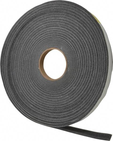 Made in USA - 1/4" Thick x 3/4" Wide x 50' Long Gray Open Cell Polyurethane Foam Rubber Roll - Stock Length, Adhesive Back, 1.8 to 2.2 Lb/Cu Ft Density, -20°F to 160°F - Americas Industrial Supply