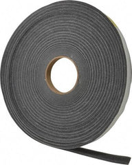 Made in USA - 1/4" Thick x 3/4" Wide x 50' Long Gray Open Cell Polyurethane Foam Rubber Roll - Stock Length, Adhesive Back, 1.8 to 2.2 Lb/Cu Ft Density, -20°F to 160°F - Americas Industrial Supply