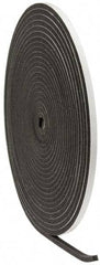 Made in USA - 3/8" Thick x 1/2" Wide x 50' Long Gray Open Cell Polyurethane Foam Rubber Roll - Stock Length, Adhesive Back, 1.8 to 2.2 Lb/Cu Ft Density, -20°F to 160°F - Americas Industrial Supply