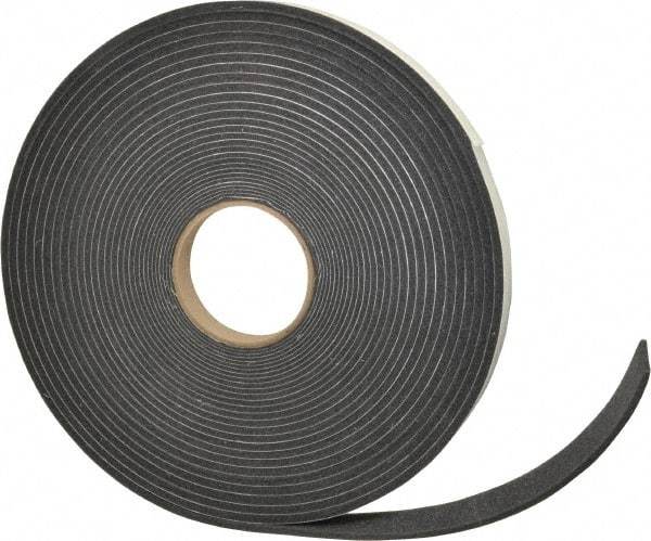 Made in USA - 3/8" Thick x 3/4" Wide x 50' Long Gray Open Cell Polyurethane Foam Rubber Roll - Stock Length, Adhesive Back, 1.8 to 2.2 Lb/Cu Ft Density, -20°F to 160°F - Americas Industrial Supply