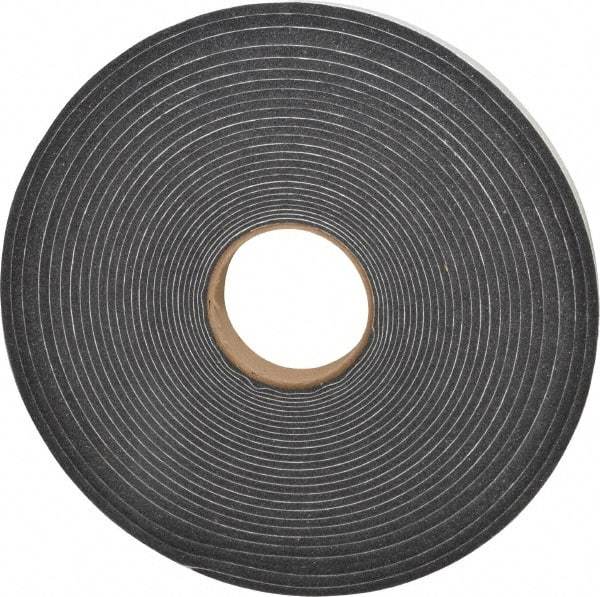 Made in USA - 3/8" Thick x 1" Wide x 50' Long Gray Open Cell Polyurethane Foam Rubber Roll - Stock Length, Adhesive Back, 1.8 to 2.2 Lb/Cu Ft Density, -20°F to 160°F - Americas Industrial Supply