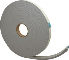 Made in USA - 3/8" Thick x 1" Wide x 30' Long Gray Closed Cell PVC Foam Rubber Roll - Stock Length, Adhesive Back, 8 Lb/Cu Ft Density, -20°F to 130°F - Americas Industrial Supply