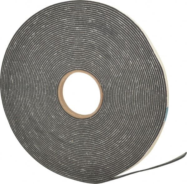 Made in USA - 1/8" Thick x 1/2" Wide x 75' Long Black Closed Cell PVC Foam Rubber Roll - Stock Length, Adhesive Back, 13 Lb/Cu Ft Density, -20°F to 130°F - Americas Industrial Supply