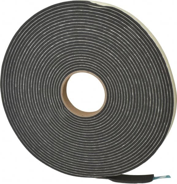 Made in USA - 3/16" Thick x 3/4" Wide x 45' Long Black Closed Cell PVC Foam Rubber Roll - Stock Length, Adhesive Back, 13 Lb/Cu Ft Density, -20°F to 130°F - Americas Industrial Supply