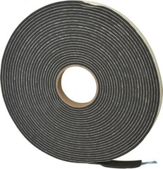Made in USA - 3/16" Thick x 3/4" Wide x 45' Long Black Closed Cell PVC Foam Rubber Roll - Stock Length, Adhesive Back, 13 Lb/Cu Ft Density, -20°F to 130°F - Americas Industrial Supply