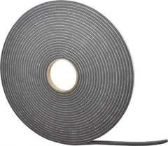 Made in USA - 1/4" Thick x 1/2" Wide x 45' Long Black Closed Cell PVC Foam Rubber Roll - Stock Length, Adhesive Back, 13 Lb/Cu Ft Density, -20°F to 130°F - Americas Industrial Supply