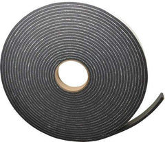 Made in USA - 1/4" Thick x 1" Wide x 45' Long Black Closed Cell PVC Foam Rubber Roll - Stock Length, Adhesive Back, 13 Lb/Cu Ft Density, -20°F to 130°F - Americas Industrial Supply