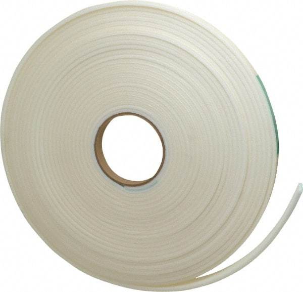 Made in USA - 3/16" Thick x 5/8" Wide x 50' Long White Closed Cell Polyethylene Foam Rubber Roll - Stock Length, Adhesive Back, 2 Lb/Cu Ft Density, -20°F to 170°F - Americas Industrial Supply