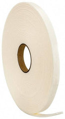 Made in USA - 3/16" Thick x 3/4" Wide x 50' Long White Closed Cell Polyethylene Foam Rubber Roll - Stock Length, Adhesive Back, 2 Lb/Cu Ft Density, -20°F to 170°F - Americas Industrial Supply