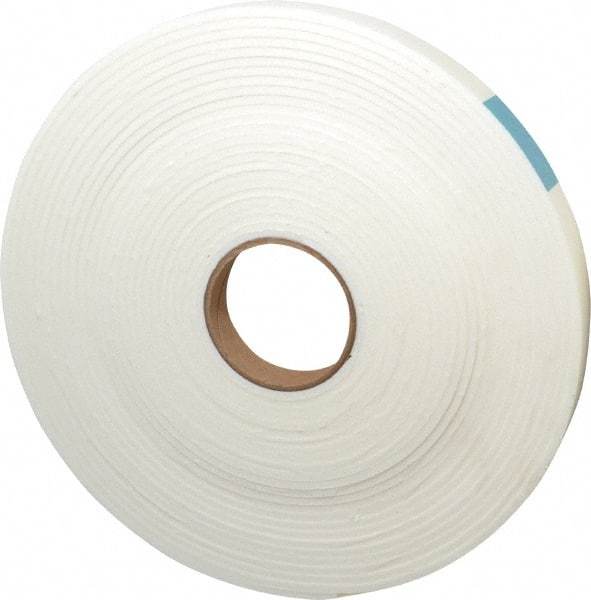 Made in USA - 3/16" Thick x 1" Wide x 50' Long White Closed Cell Polyethylene Foam Rubber Roll - Stock Length, Adhesive Back, 2 Lb/Cu Ft Density, -20°F to 170°F - Americas Industrial Supply
