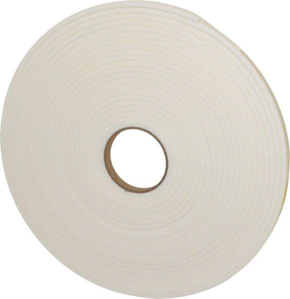 Made in USA - 1/4" Thick x 1/2" Wide x 50' Long White Closed Cell Polyethylene Foam Rubber Roll - Stock Length, Adhesive Back, 2 Lb/Cu Ft Density, -20°F to 170°F - Americas Industrial Supply