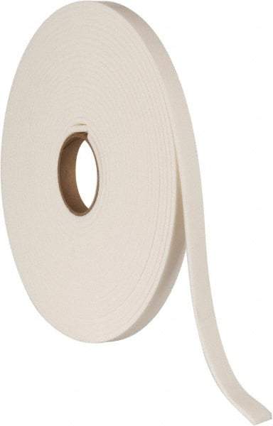 Made in USA - 1/8" Thick x 1" Wide x 75' Long White Closed Cell Polyethylene Foam Rubber Roll - Stock Length, Adhesive Back, 2 Lb/Cu Ft Density, -20°F to 170°F - Americas Industrial Supply