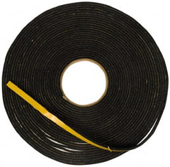 Made in USA - 7/16" Thick x 3/8" Wide x 25' Long Black Open Cell Natural Foam Rubber Roll - Stock Length, Adhesive Back, 24 to 30 Lb/Cu Ft Density, -20°F to 160°F - Americas Industrial Supply