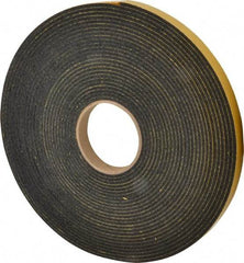 Made in USA - 5/32" Thick x 3/4" Wide x 50' Long Black Open Cell Natural Foam Rubber Roll - Stock Length, Adhesive Back, 24 to 30 Lb/Cu Ft Density, -20°F to 160°F - Americas Industrial Supply