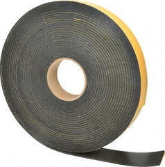 Made in USA - 5/32" Thick x 1-1/2" Wide x 50' Long Black Open Cell Natural Foam Rubber Roll - Stock Length, Adhesive Back, 24 to 30 Lb/Cu Ft Density, -20°F to 160°F - Americas Industrial Supply