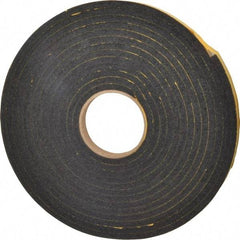 Made in USA - 5/16" Thick x 3/4" Wide x 25' Long Black Open Cell Natural Foam Rubber Roll - Stock Length, Adhesive Back, 24 to 30 Lb/Cu Ft Density, -20°F to 160°F - Americas Industrial Supply