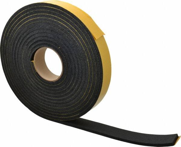 Made in USA - 25' x 1-1/2" x 5/16" Black Natural Foam Roll - Americas Industrial Supply