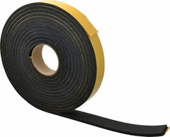 Made in USA - 25' x 1-1/2" x 5/16" Black Natural Foam Roll - Americas Industrial Supply