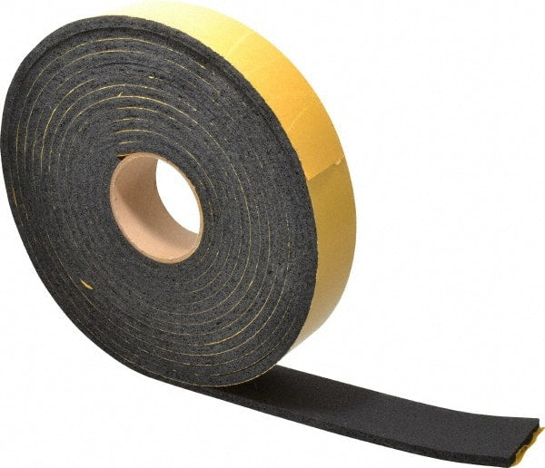 Made in USA - 25' x 2" x 5/16" Black Natural Foam Roll - Americas Industrial Supply