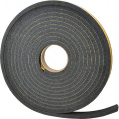 Made in USA - 7/16" Thick x 1" Wide x 25' Long Black Open Cell Natural Foam Rubber Roll - Stock Length, Adhesive Back, 24 to 30 Lb/Cu Ft Density, -20°F to 160°F - Americas Industrial Supply