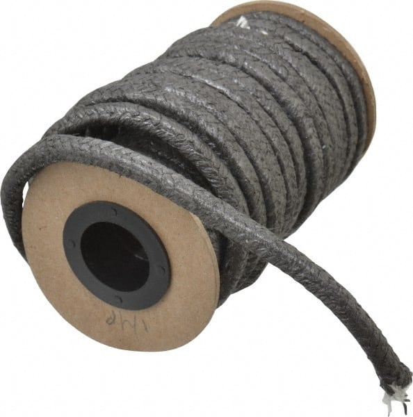 Made in USA - 1/4" x 25.6' Spool Length, Wire-Inserted Carbon Fiber Compression Packing - Americas Industrial Supply