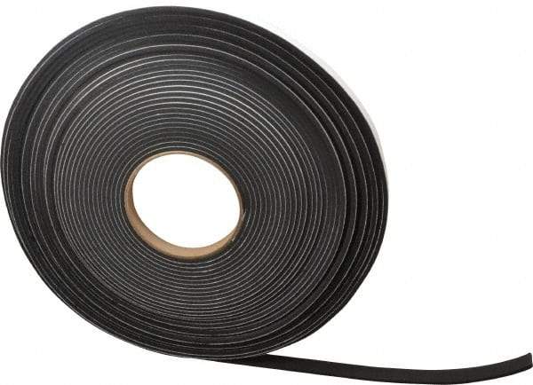 Made in USA - 1/8" Thick x 1/2" Wide x 50' Long Black Closed Cell Neoprene-Blend Spring Rubber Roll - Stock Length, Adhesive Back, 8 to 11 Lb/Cu Ft Density, -40°F to 158°F - Americas Industrial Supply