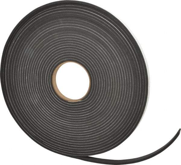 Made in USA - 3/16" Thick x 1/2" Wide x 50' Long Black Closed Cell Neoprene-Blend Spring Rubber Roll - Stock Length, Adhesive Back, 8 to 11 Lb/Cu Ft Density, -40°F to 158°F - Americas Industrial Supply