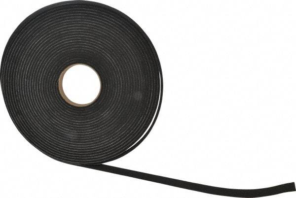 Made in USA - 3/16" Thick x 3/4" Wide x 50' Long Black Closed Cell Neoprene-Blend Spring Rubber Roll - Stock Length, Adhesive Back, 8 to 11 Lb/Cu Ft Density, -40°F to 158°F - Americas Industrial Supply