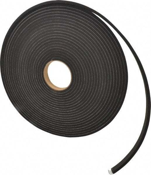 Made in USA - 1/4" Thick x 3/4" Wide x 50' Long Black Closed Cell Neoprene-Blend Spring Rubber Roll - Stock Length, Adhesive Back, 8 to 11 Lb/Cu Ft Density, -40°F to 158°F - Americas Industrial Supply