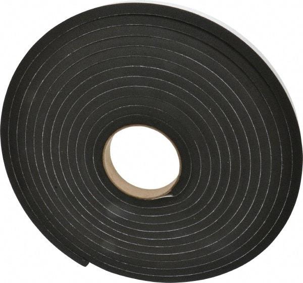 Made in USA - 3/8" Thick x 3/4" Wide x 25' Long Black Closed Cell Neoprene-Blend Spring Rubber Roll - Stock Length, Adhesive Back, 8 to 11 Lb/Cu Ft Density, -40°F to 158°F - Americas Industrial Supply