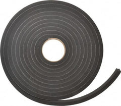 Made in USA - 1/2" Thick x 3/4" Wide x 25' Long Black Closed Cell Neoprene-Blend Spring Rubber Roll - Stock Length, Adhesive Back, 8 to 11 Lb/Cu Ft Density, -40°F to 158°F - Americas Industrial Supply