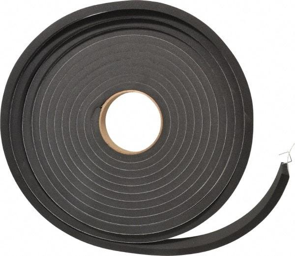 Made in USA - 3/8" Thick x 1" Wide x 25' Long Black Closed Cell Neoprene-Blend Spring Rubber Roll - Stock Length, Adhesive Back, 8 to 11 Lb/Cu Ft Density, -40°F to 158°F - Americas Industrial Supply