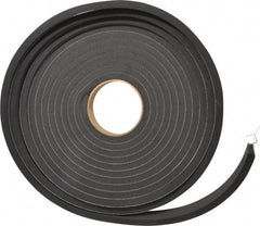 Made in USA - 3/8" Thick x 1" Wide x 25' Long Black Closed Cell Neoprene-Blend Spring Rubber Roll - Stock Length, Adhesive Back, 8 to 11 Lb/Cu Ft Density, -40°F to 158°F - Americas Industrial Supply