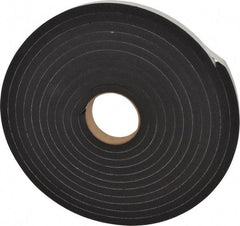 Made in USA - 1/2" Thick x 1" Wide x 25' Long Black Closed Cell Neoprene-Blend Spring Rubber Roll - Stock Length, Adhesive Back, 8 to 11 Lb/Cu Ft Density, -40°F to 158°F - Americas Industrial Supply