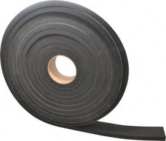 Made in USA - 1/2" Thick x 2" Wide x 25' Long Black Closed Cell Neoprene-Blend Spring Rubber Roll - Stock Length, Adhesive Back, 8 to 11 Lb/Cu Ft Density, -40°F to 158°F - Americas Industrial Supply