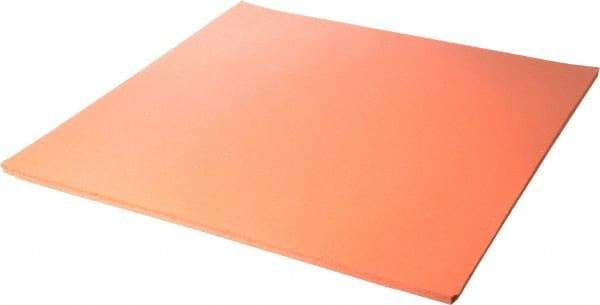 Made in USA - 12" Long, 12" Wide, Silicone Foam Rubber Foam Sheet - Orange-Red, -103 to 450°F, Plain Backing, Stock Length - Americas Industrial Supply