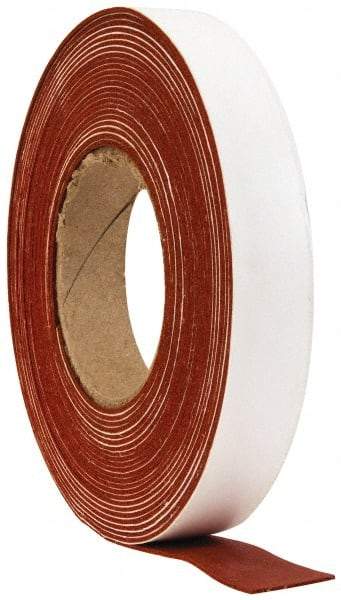 Made in USA - 1/16" Thick x 1" Wide x 30' Long Tan-Orange Closed Cell Silicone Foam Rubber Roll - Stock Length, Adhesive Back, 33 Lb/Cu Ft Density, -100°F to 500°F - Americas Industrial Supply