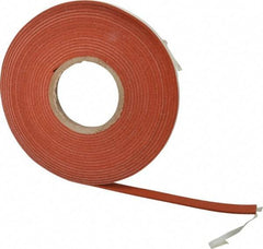 Made in USA - 1/8" Thick x 1/2" Wide x 30' Long Tan-Orange Closed Cell Silicone Foam Rubber Roll - Stock Length, Adhesive Back, 33 Lb/Cu Ft Density, -100°F to 500°F - Americas Industrial Supply