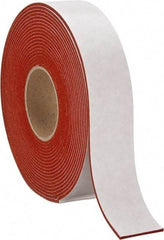 Made in USA - 1/8" Thick x 2" Wide x 30' Long Tan-Orange Closed Cell Silicone Foam Rubber Roll - Stock Length, Adhesive Back, 33 Lb/Cu Ft Density, -100°F to 500°F - Americas Industrial Supply