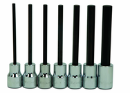 8 Piece - 1/8; 9/64; 5/32; 3/16; 7/32; 1/4; 5/16; & 3/8" - 3/8" Drive - Hex Long Bit Socket Set - Americas Industrial Supply