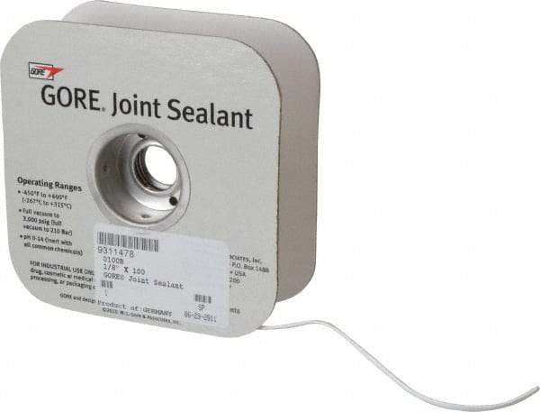 Value Collection - 100' Long x 1/8" Wide Gore Tex Joint Sealant - White, 1/8 to 1/4" Approximate Flange Form Width - Americas Industrial Supply