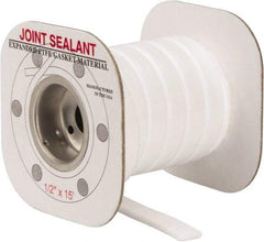 Made in USA - 15' Long x 1/2" Wide Economy PTFE Joint Sealant - White, 1-1/8 to 1-1/2" Approximate Flange Form Width - Americas Industrial Supply