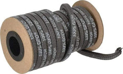 Made in USA - 1/4" x 19.7' Spool Length, 100% GFO Fiber Compression Packing - 1,900 Max psi, -400 to 550° F, Dark Gray - Americas Industrial Supply