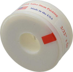 Made in USA - 3/32" x 50' Spool Length, PTFE Compression Packing - -450 to 550° F, White - Americas Industrial Supply